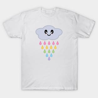 Kawaii Cute Raining Rainbow Rain Clouds T-Shirt